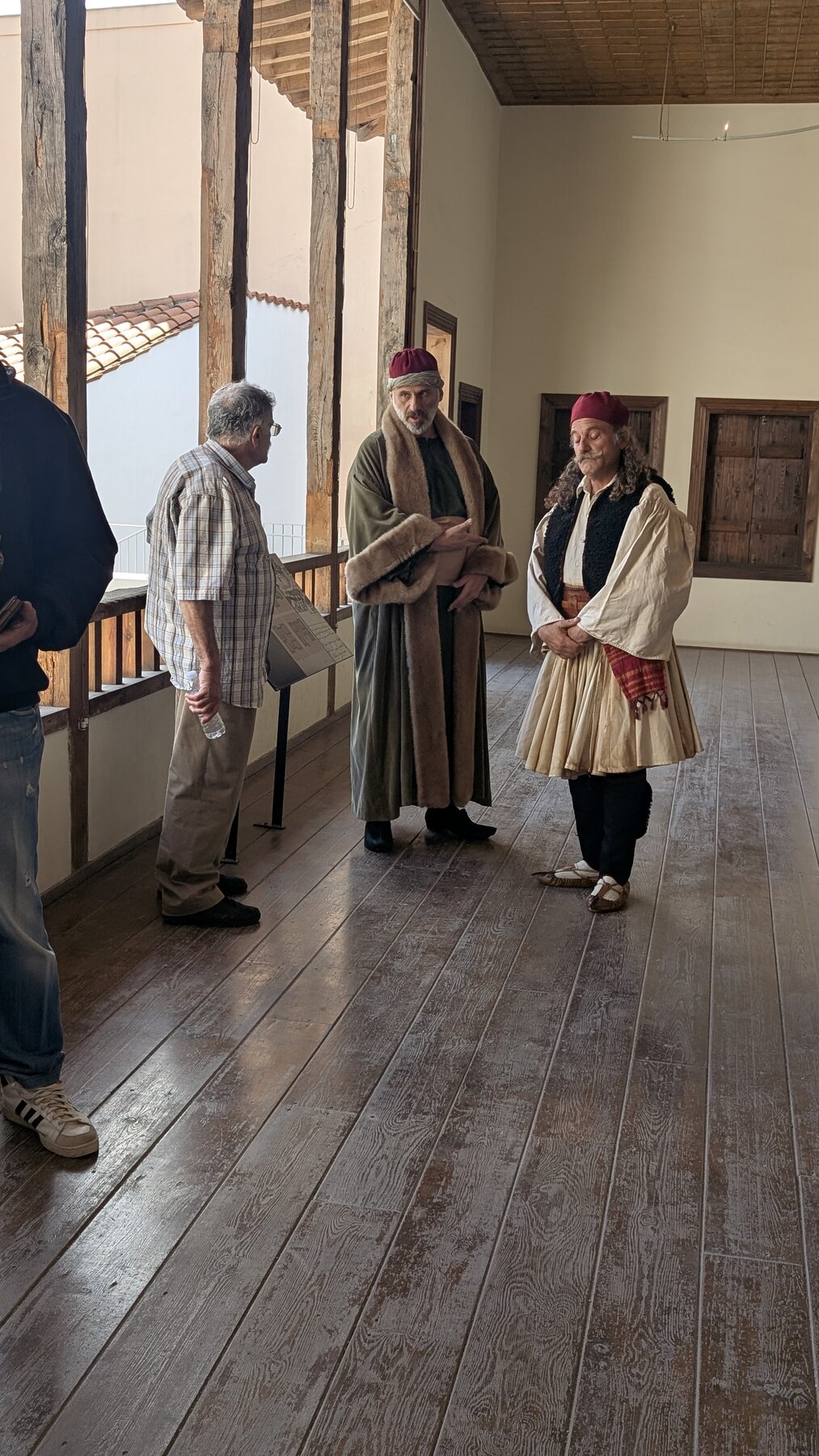 Preparing for a scene.