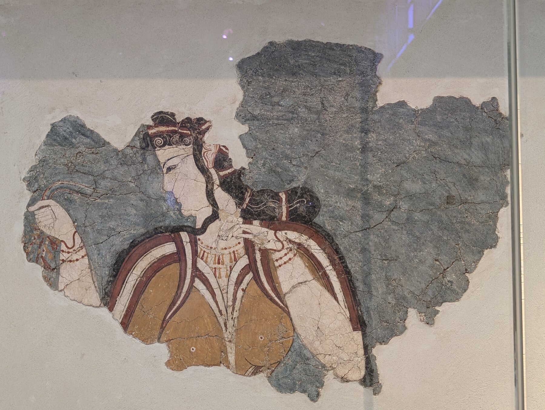Fresco fragment depicting female, from Mycenae