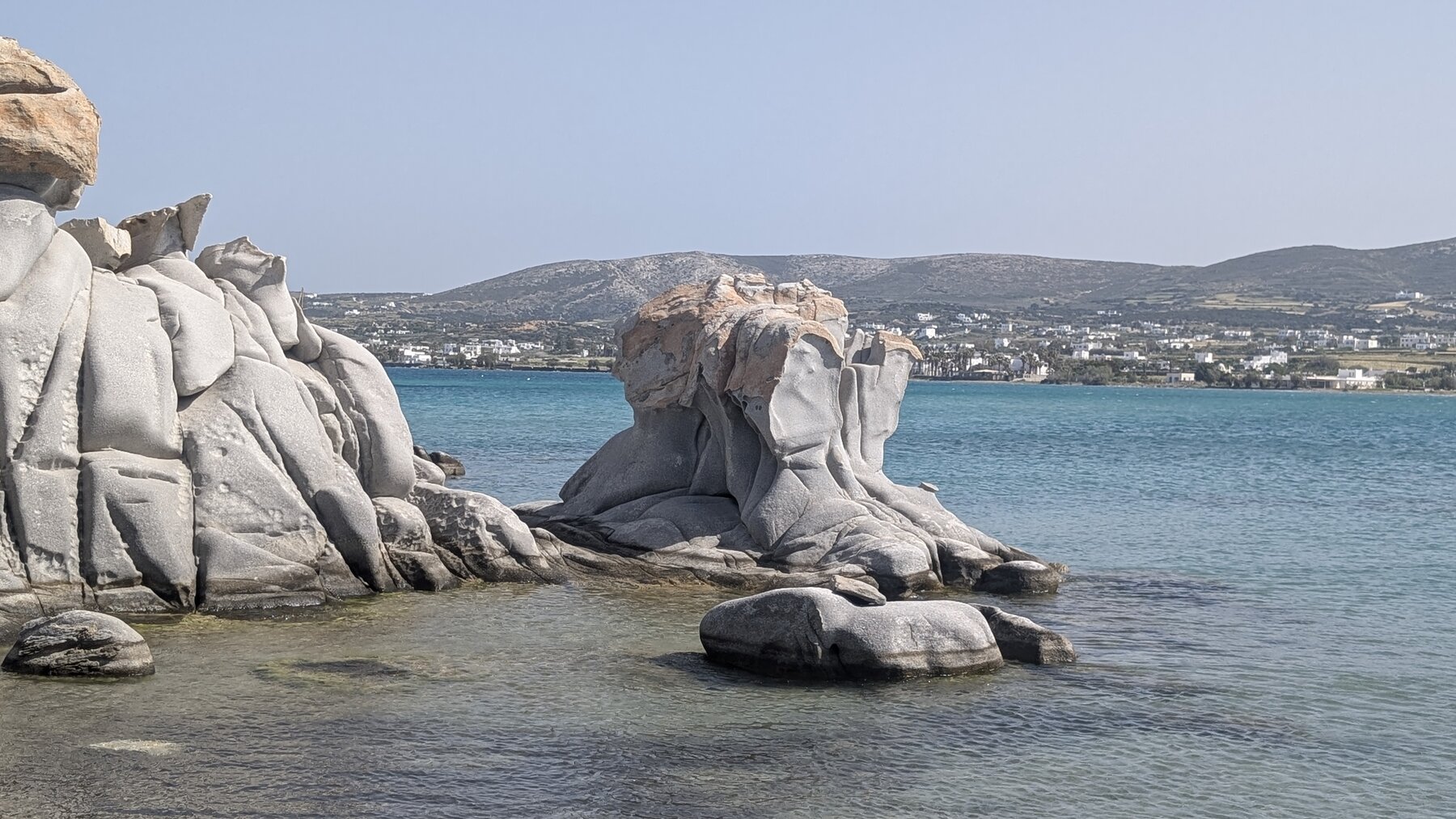 The evocative Kolymbithres beach near Naoussa is evidently packed in summer, but we saw it with 4 or 5 beachgoers.