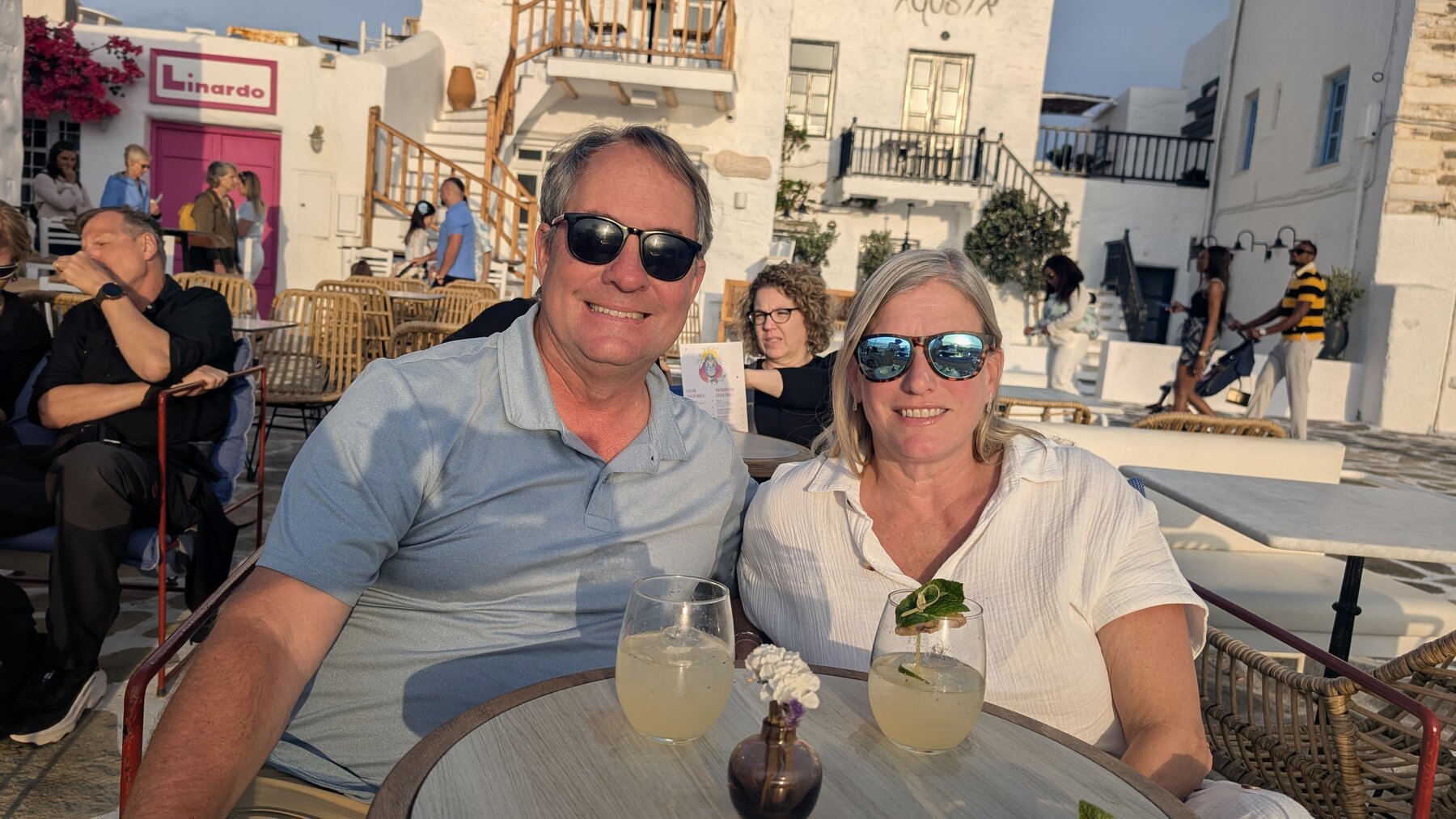 Sunset from our favorite spot in Naoussa