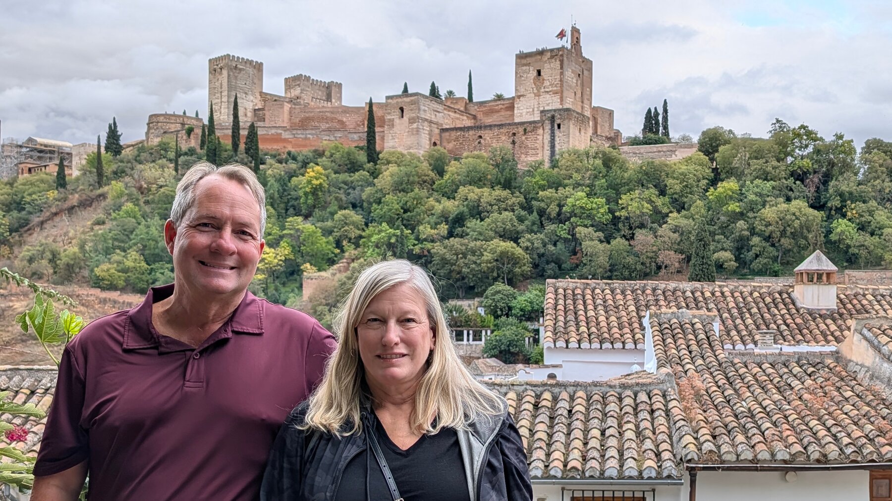 This view from the Alhambra is one of several from the Albaicín.   This is one of the lower Albaicín-style viewpoints--easy to reach from town, even if you don't commit to the full climb. Google Maps has it as "Fuente de la Placeta Carvajales".